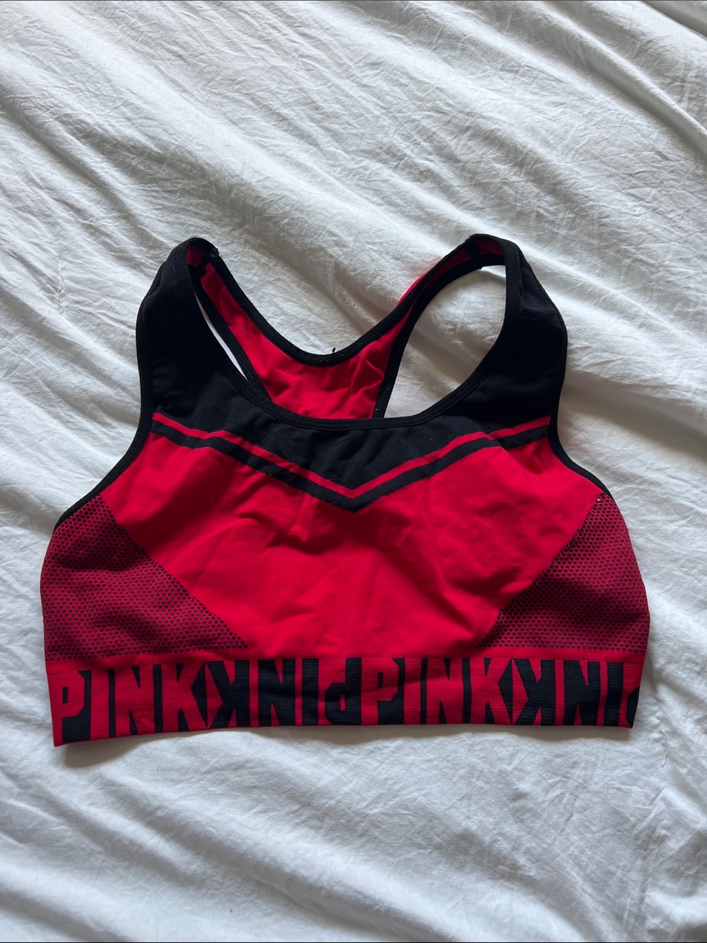 Red and black pink sports bra